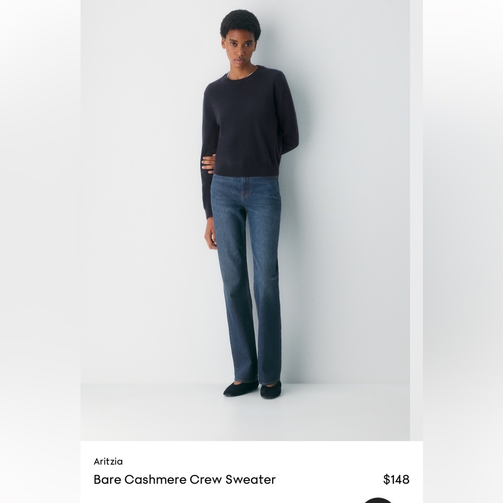 Aritzia Bare Cashmere Crew Sweater - Dark Night Navy